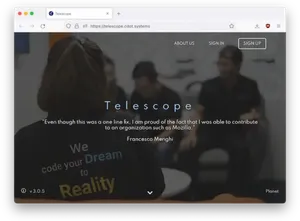 Telescope app homepage screenshot